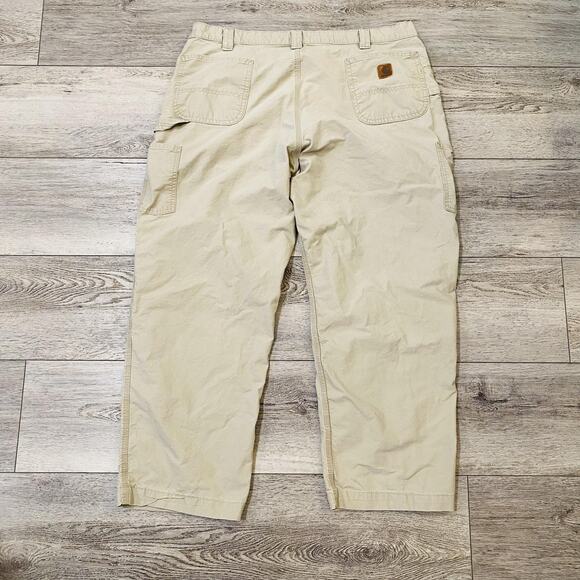 Carhartt Pants Mens 44x31Tan Khaki B151 Canvas Work Dungaree Utility Carpenter - Picture 2 of 9